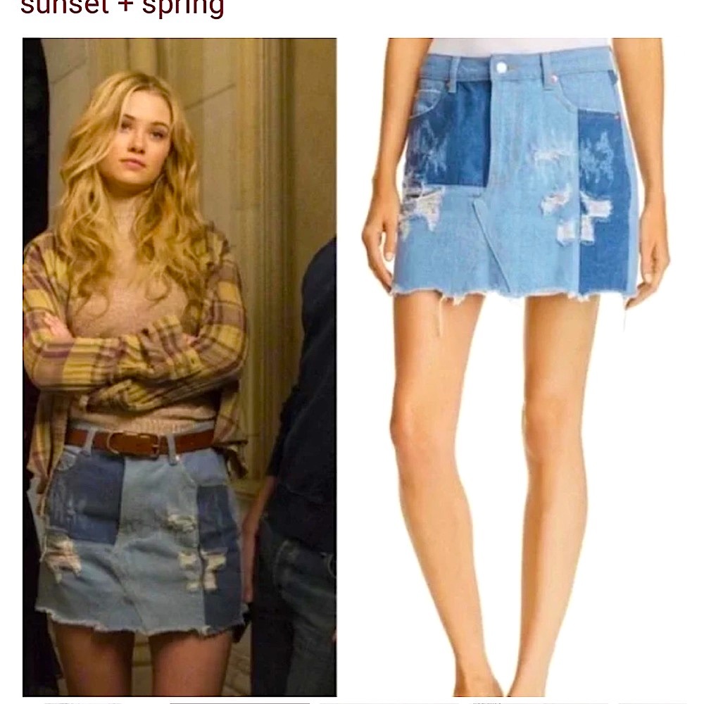 Sunset+Spring Patchwork Denim Mini Skirt - Picture 4 of 13